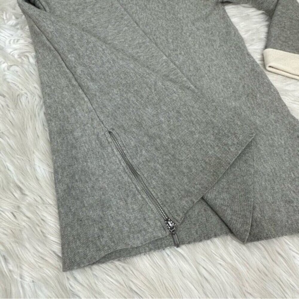 Tahari Womens Gray Mock Neck Tunic Sweater Side‎ Zip Contrast Cuff XS - Picture 7 of 11